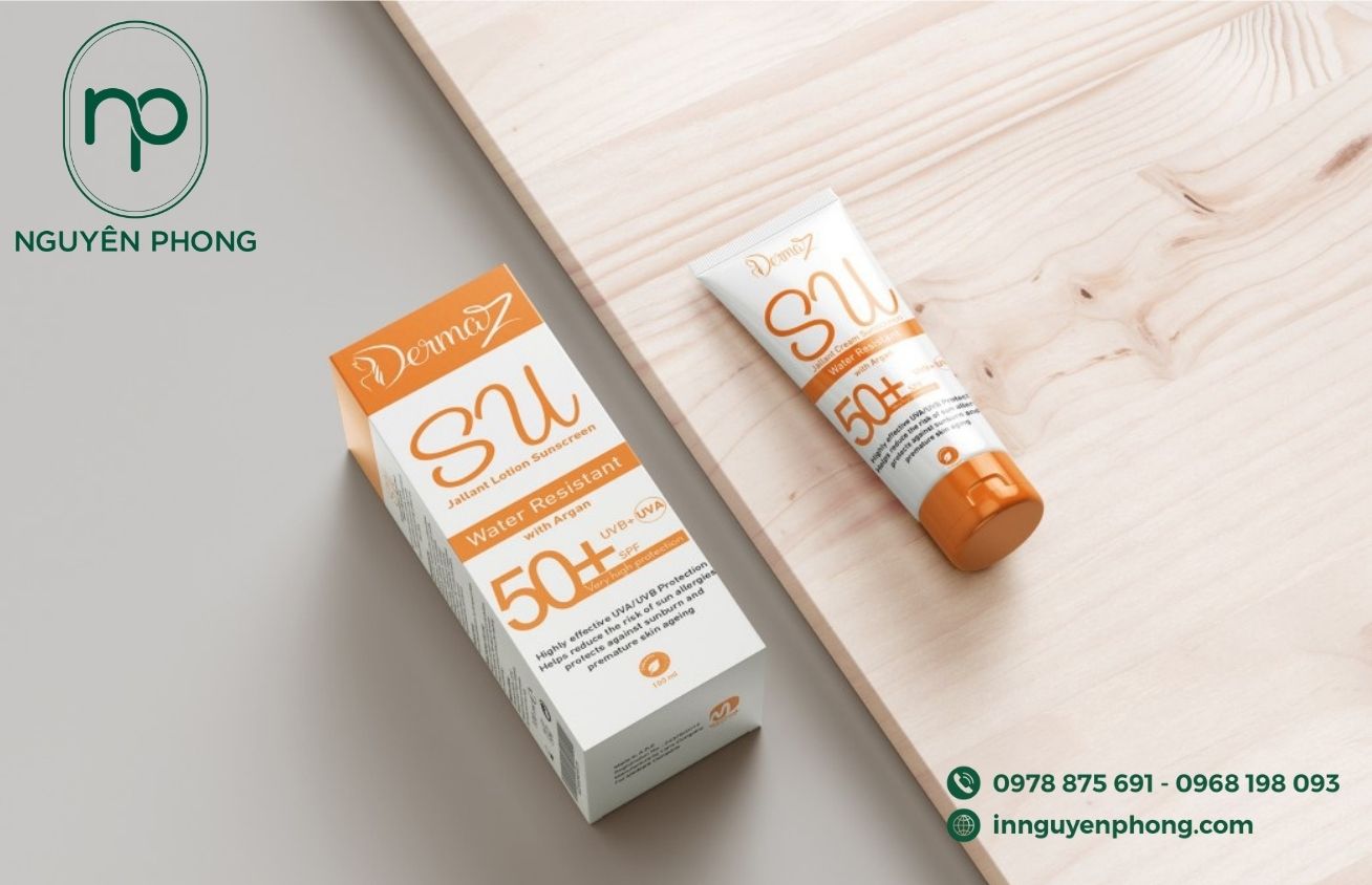 Mẫu hộp giấy đựng kem chống nắng thương hiệu